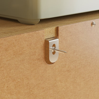 Buffet moderne du milieu du siècle avec portes en rotin et étagères réglables