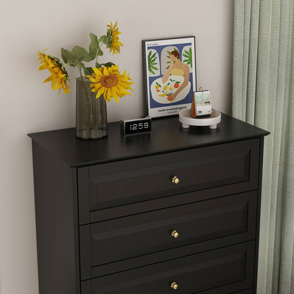 Meuble de présentation vertical moderne en bois noir à 5 tiroirs