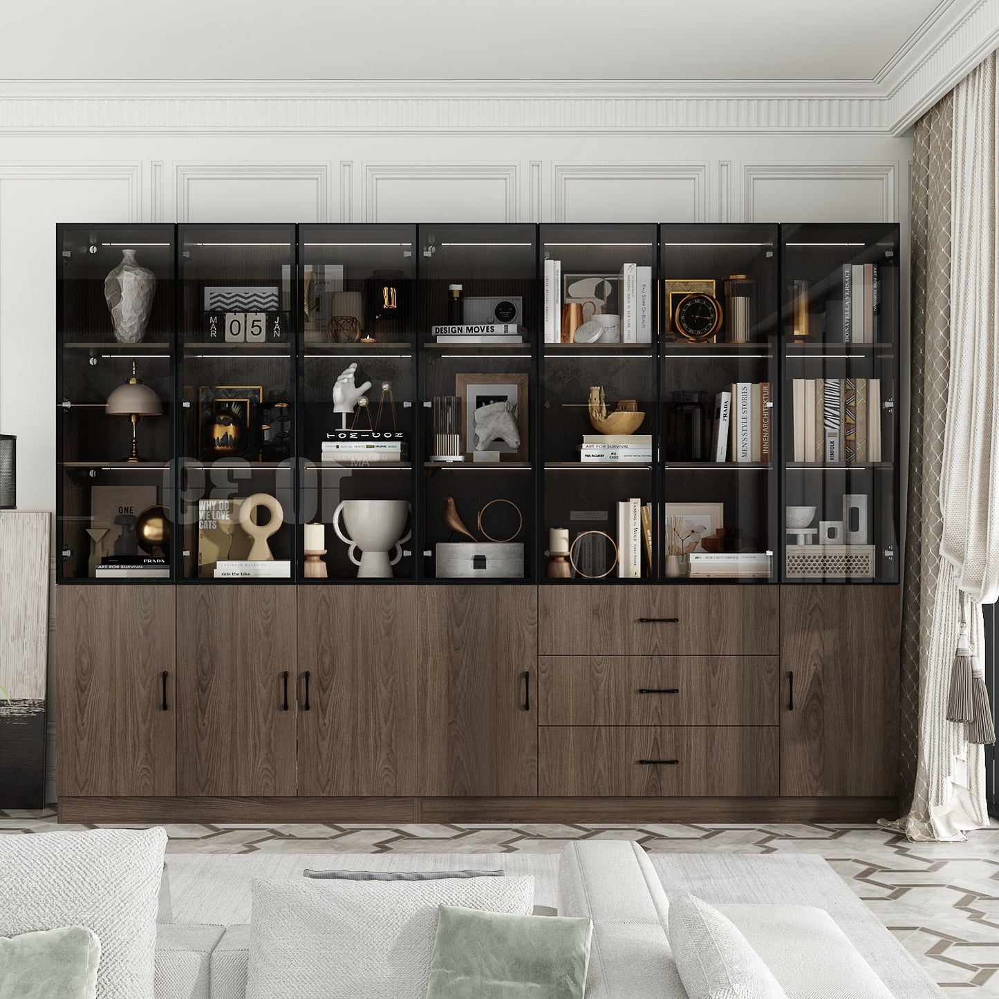 Bibliothèque combinée avec éclairage LED