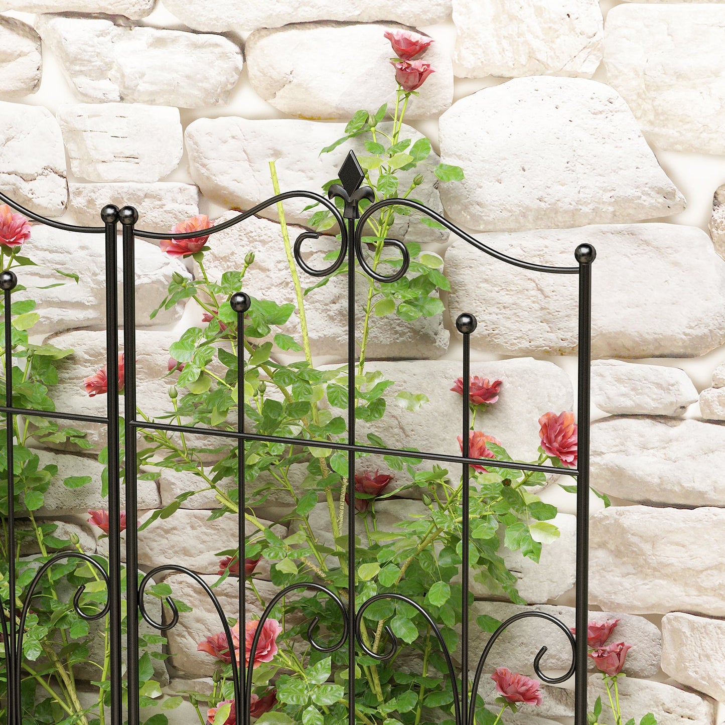 Treillis métallique robuste en fer noir antirouille pour plantes (lot de 2), 70,9 po H x 19,7 po L