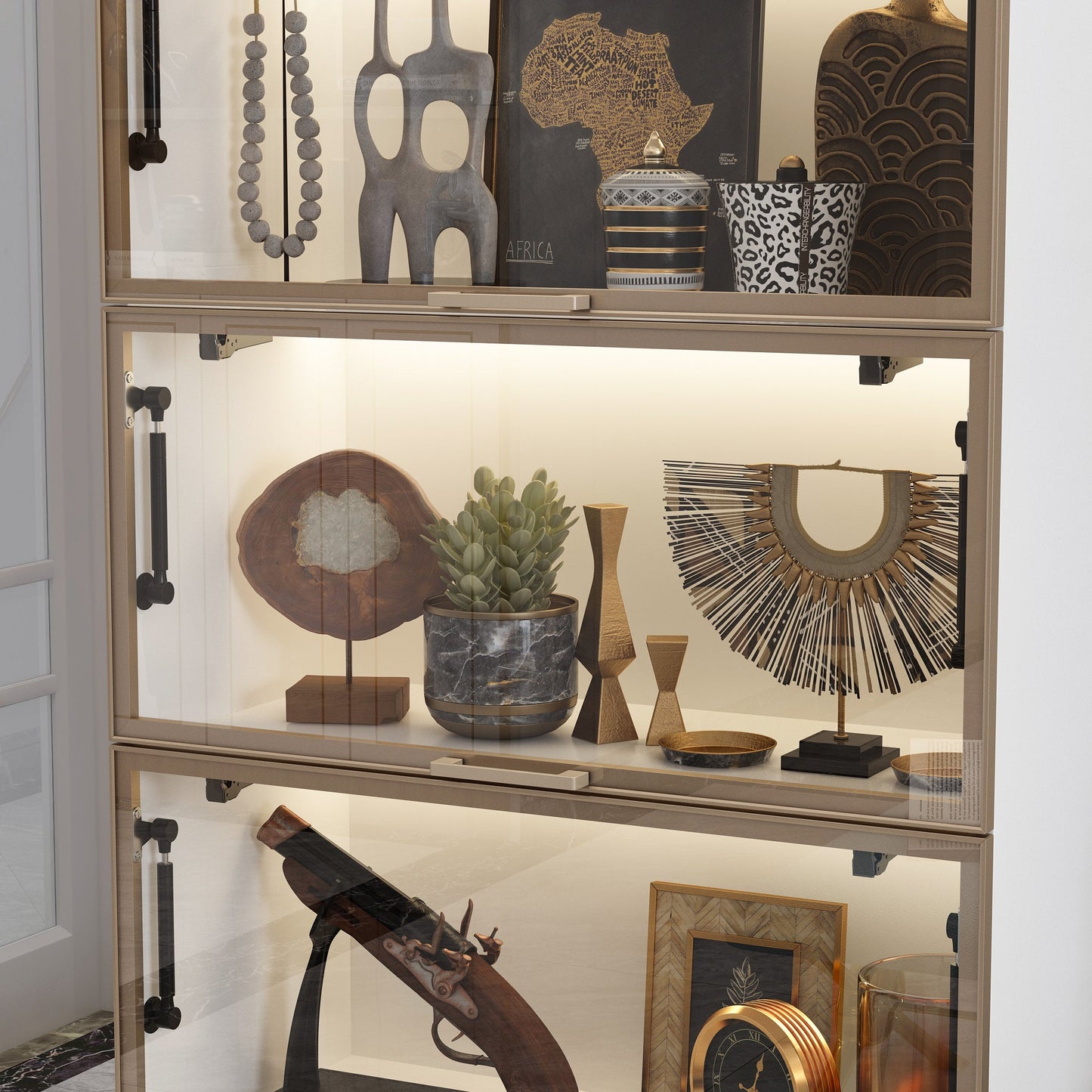 Vitrine vitrée à 4 niveaux avec éclairage LED