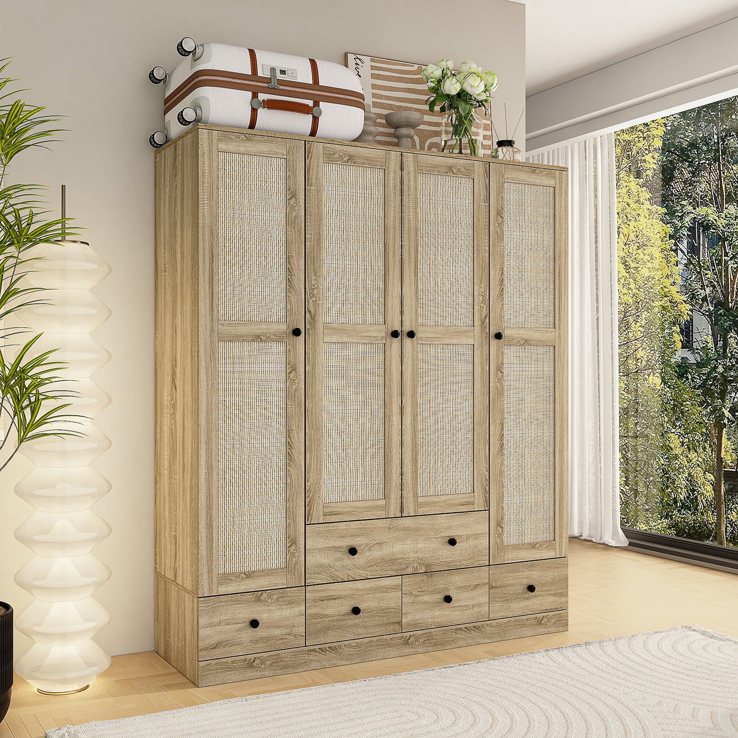 Armoire de style rustique avec 4 portes tressées en vigne