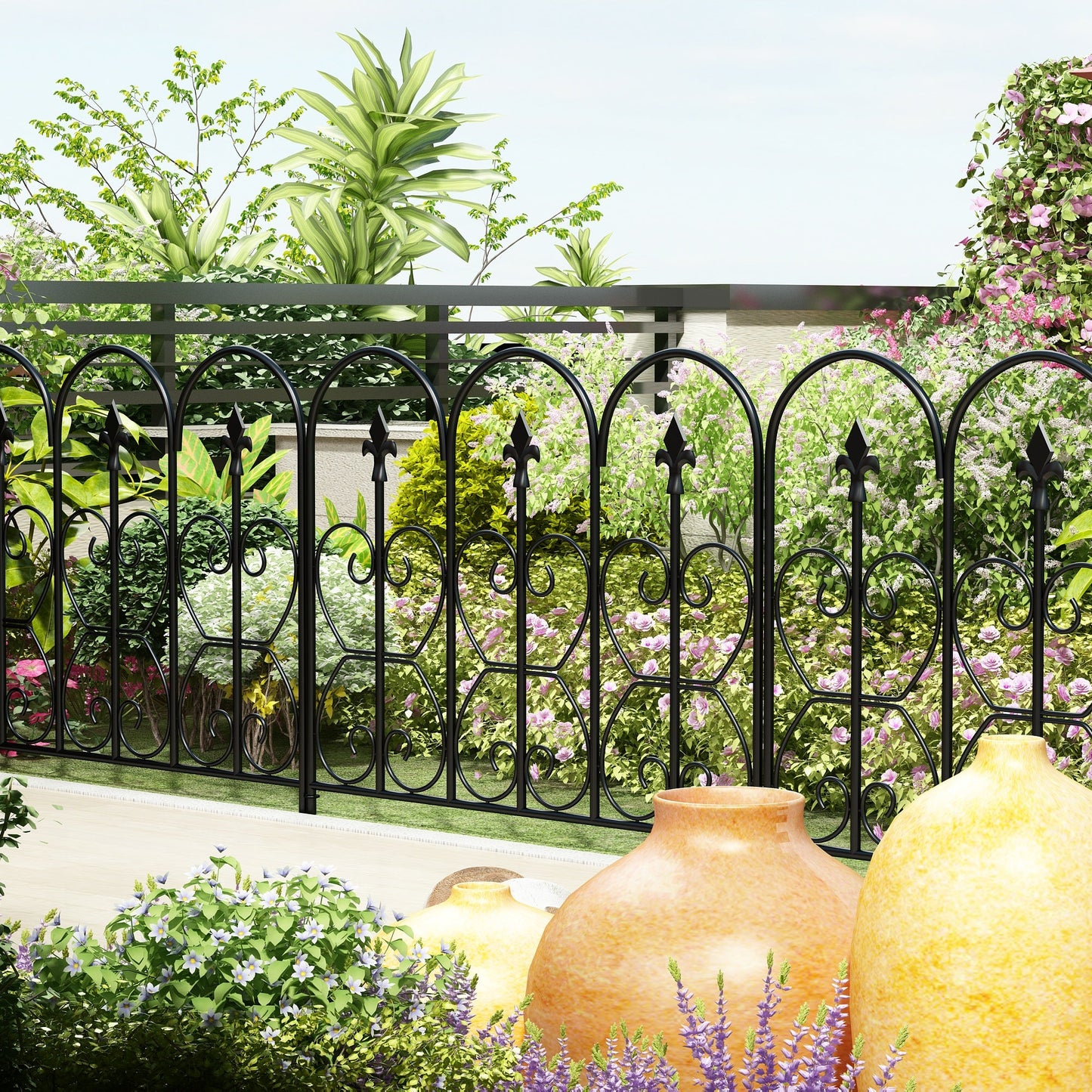 Clôture métallique 32 po H x 24 po L avec 5 panneaux inclus