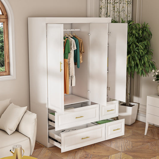 Armoire de rangement pour vêtements avec poignées en métal pour petits espaces