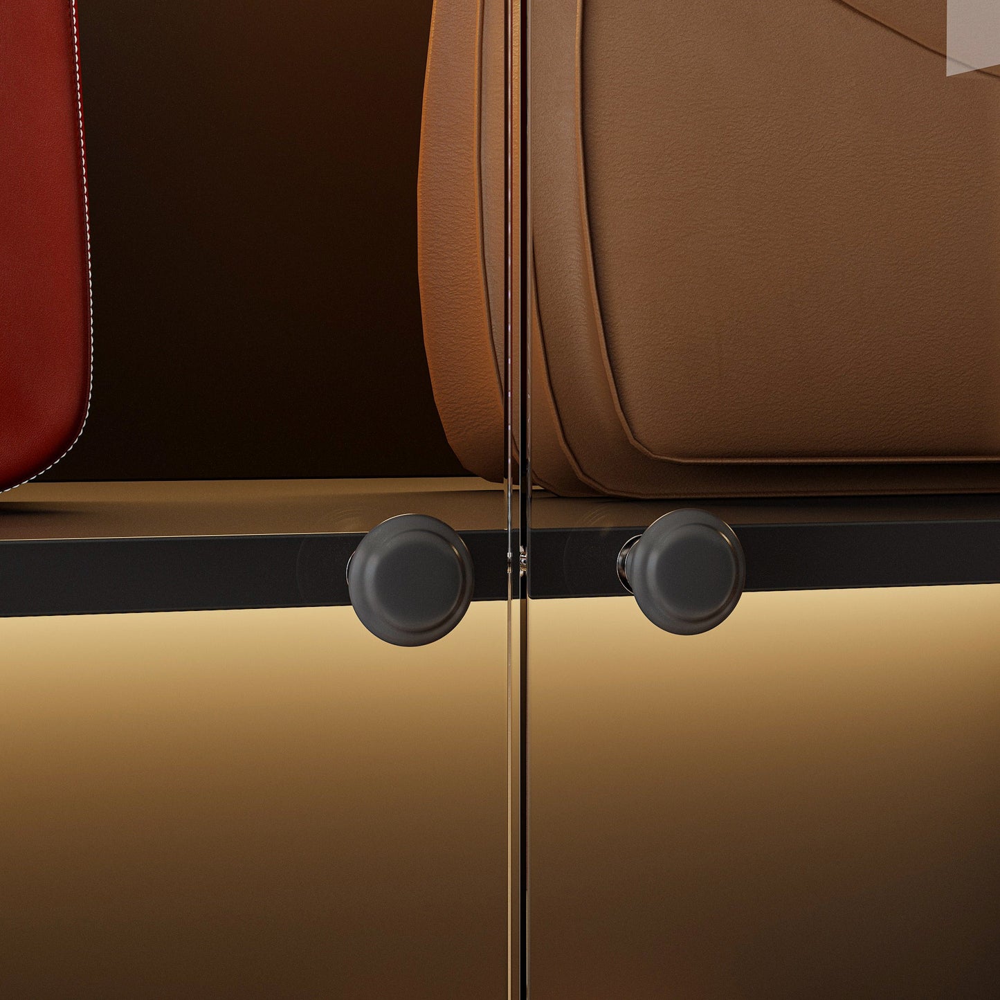 Vitrine noire à 2 portes en verre trempé pour chaussures et sacs