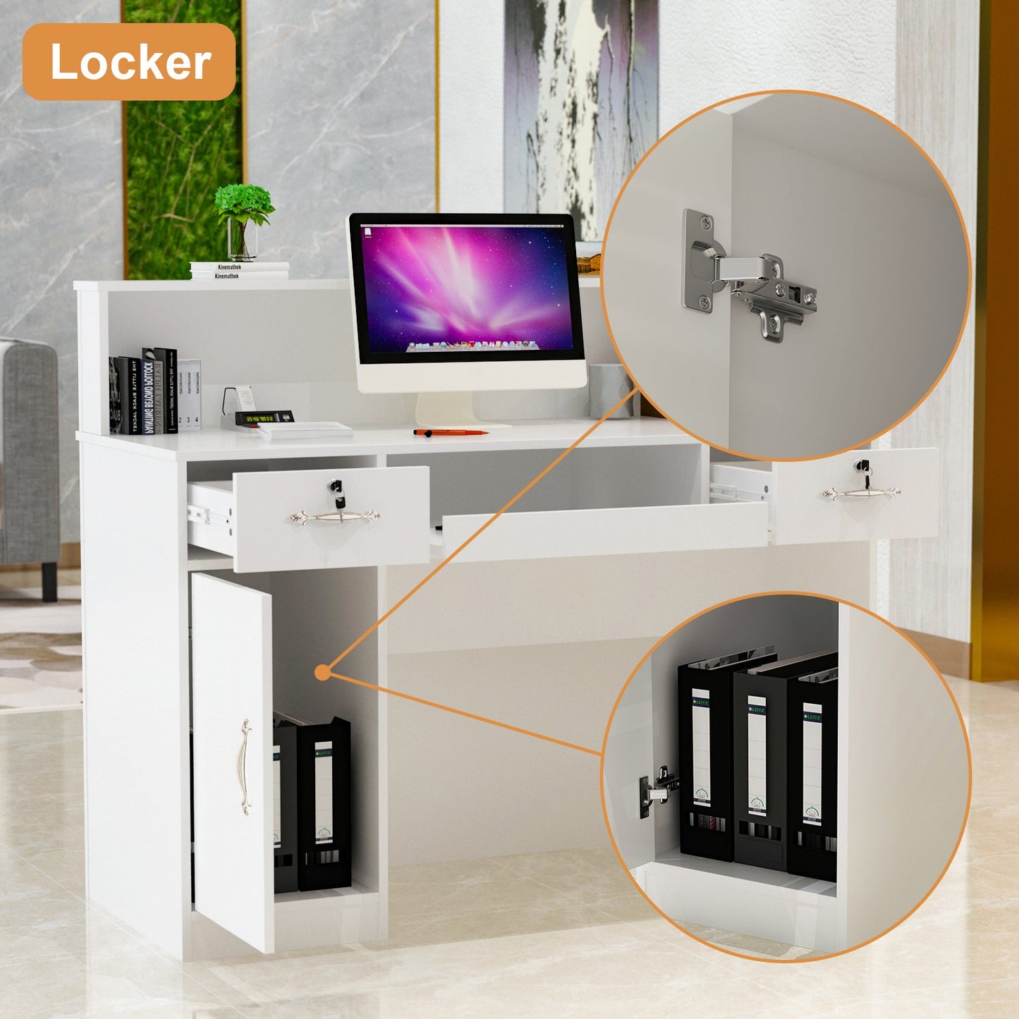 Comptoir de réception moderne avec éclairage LED pour entrée de hall 