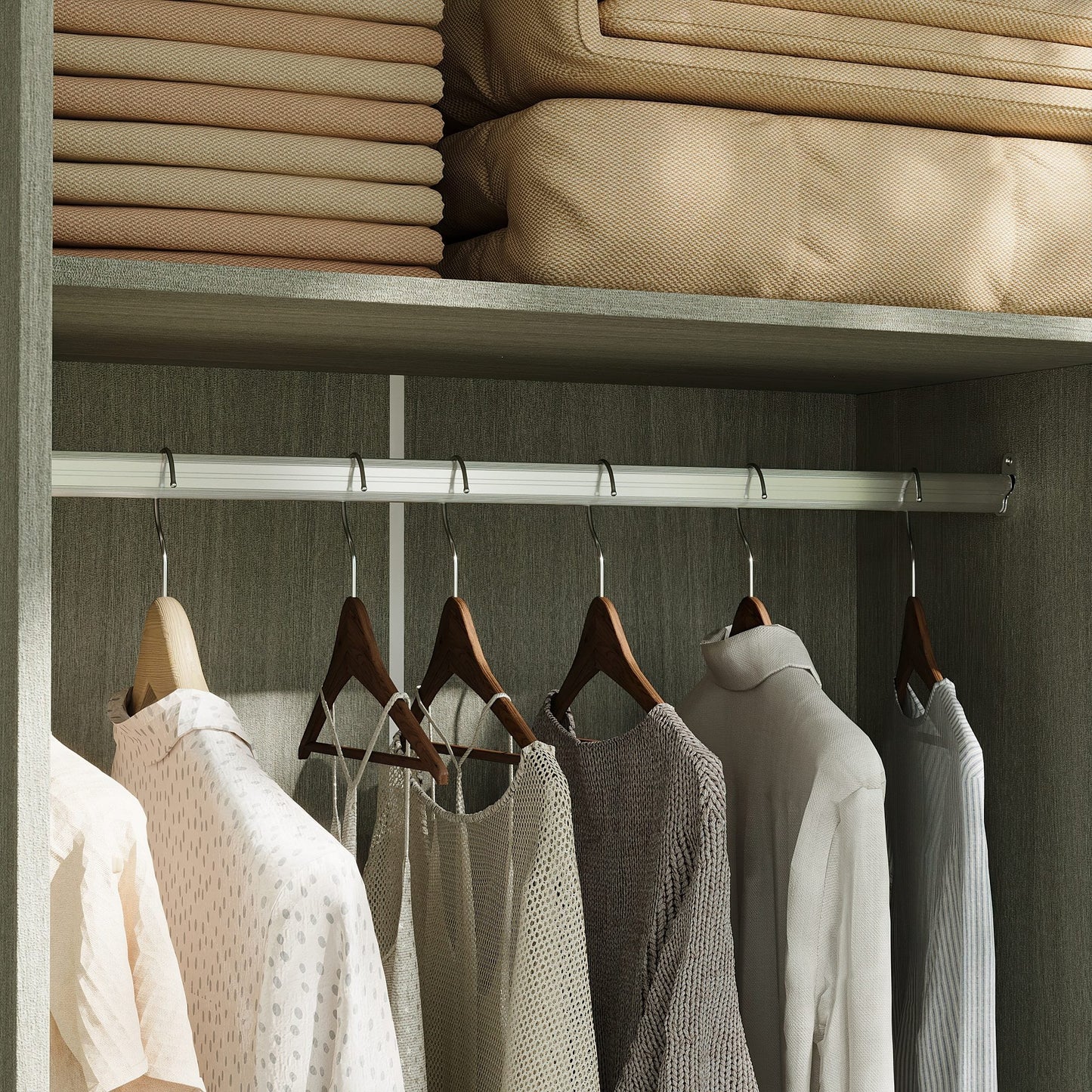 Système de placard à portes coulissantes blanc chaud