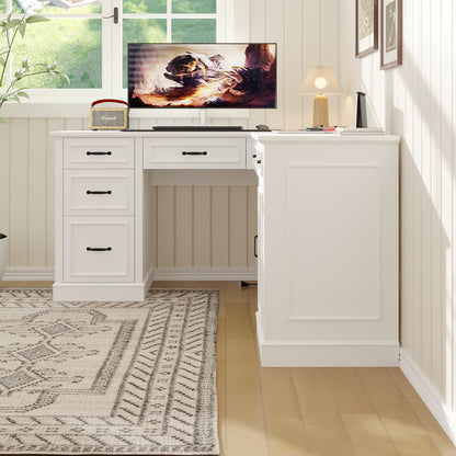 Bureau d'ordinateur en L de 160 cm de large avec tiroir à dossiers suspendus