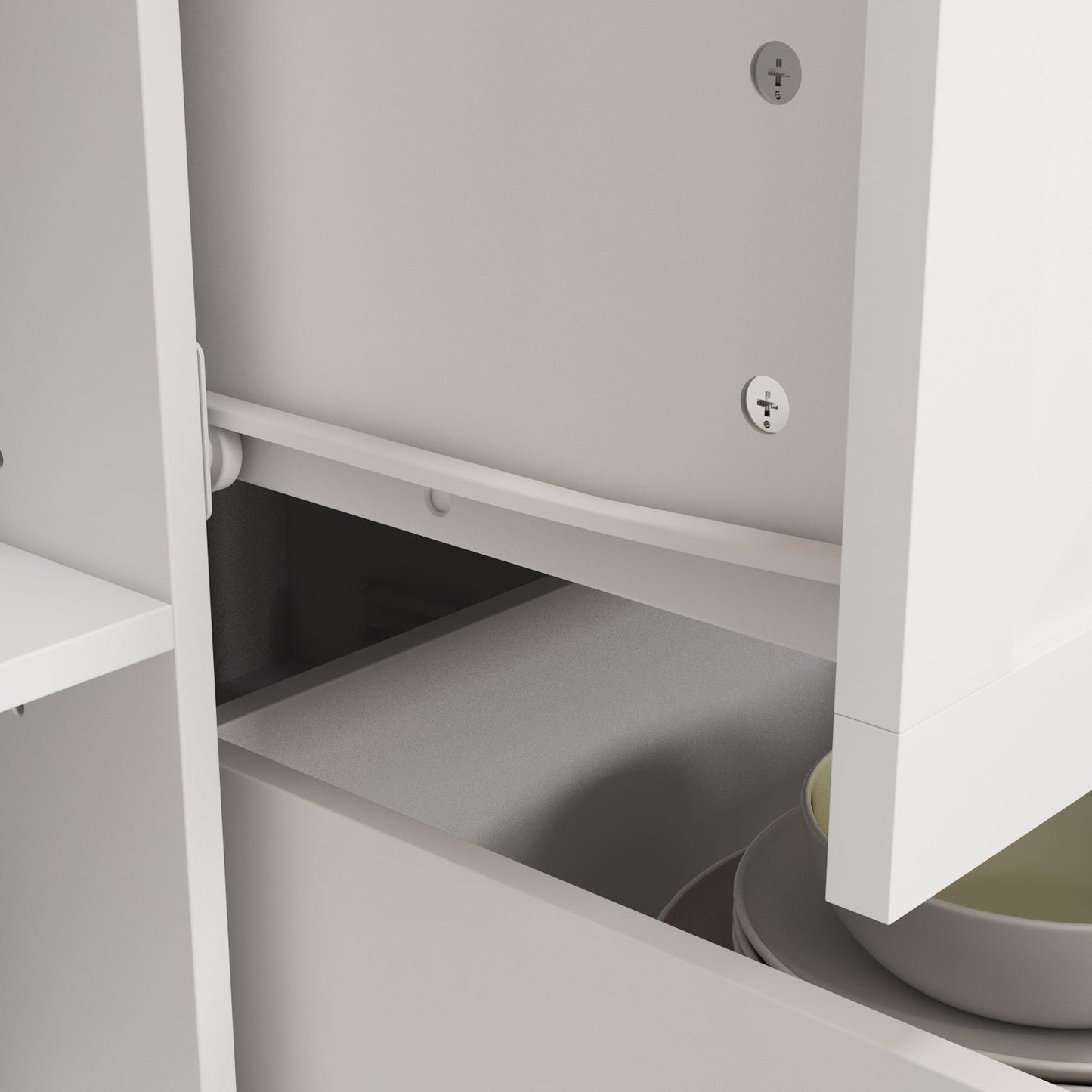 Buffet bar avec porte vitrée, vaisselier de cuisine avec tiroirs, porte-verres et casier à vin