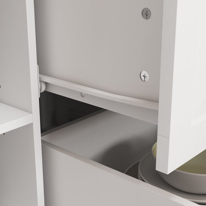 Buffet bar avec porte vitrée, vaisselier de cuisine avec tiroirs, porte-verres et casier à vin