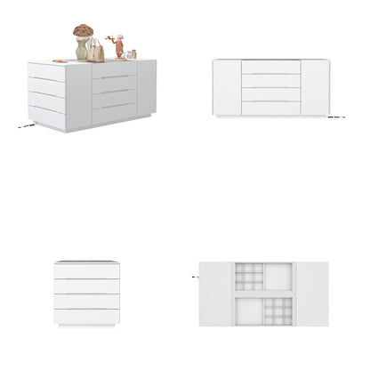 Commode à 16 tiroirs au design élégant et plateau en verre trempé