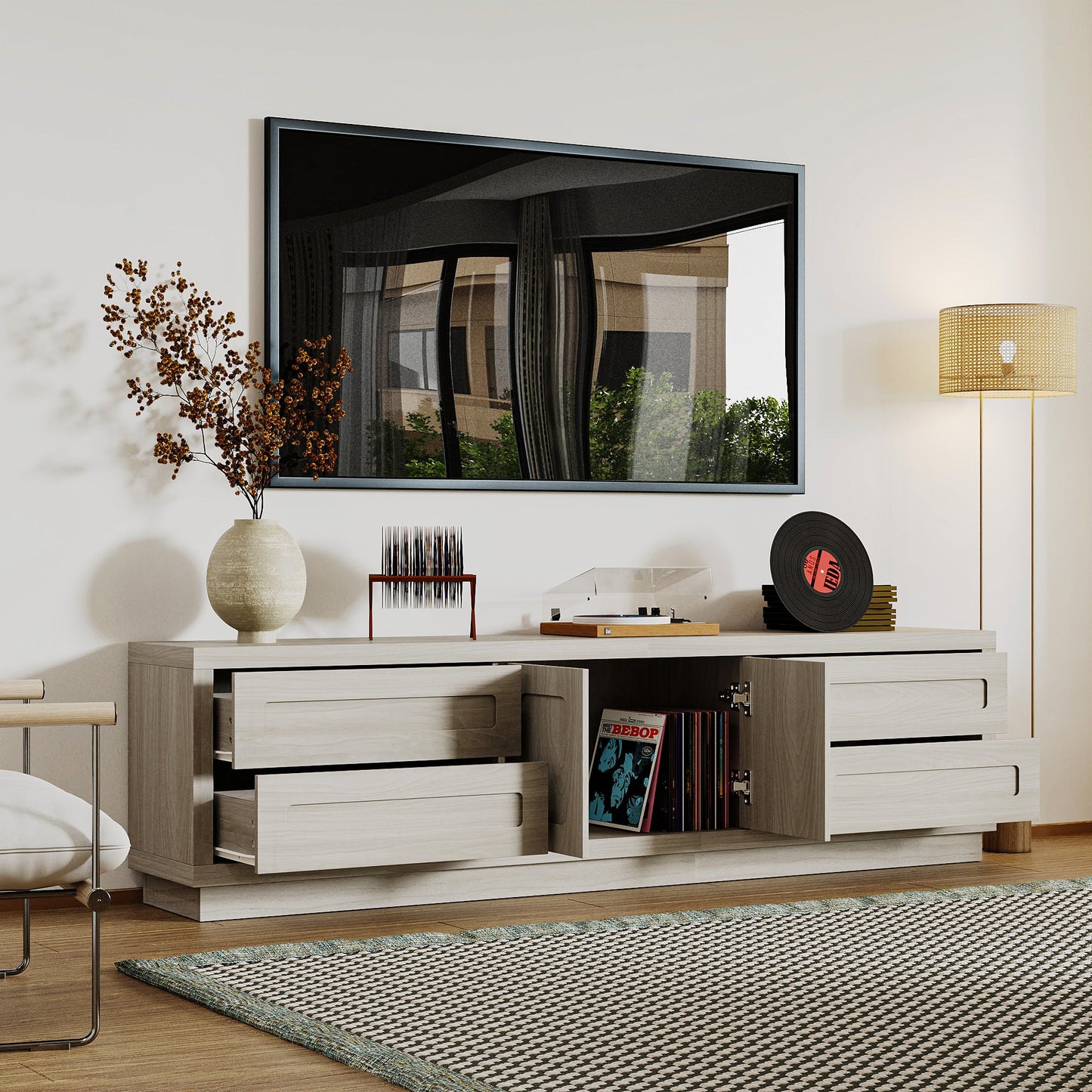 Meuble TV 4 tiroirs 67'' L Centre multimédia