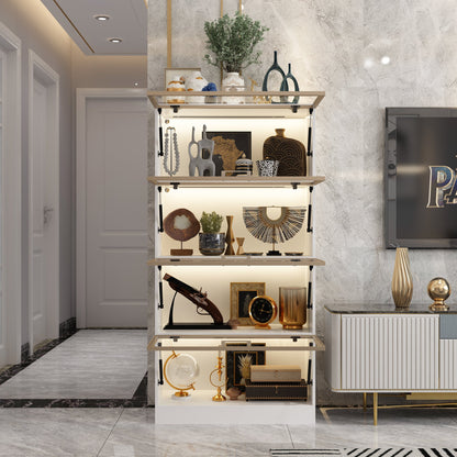 Vitrine vitrée à 4 niveaux avec éclairage LED