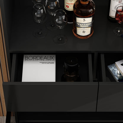 Vitrine de rangement avec éclairage LED et portes en verre trempé