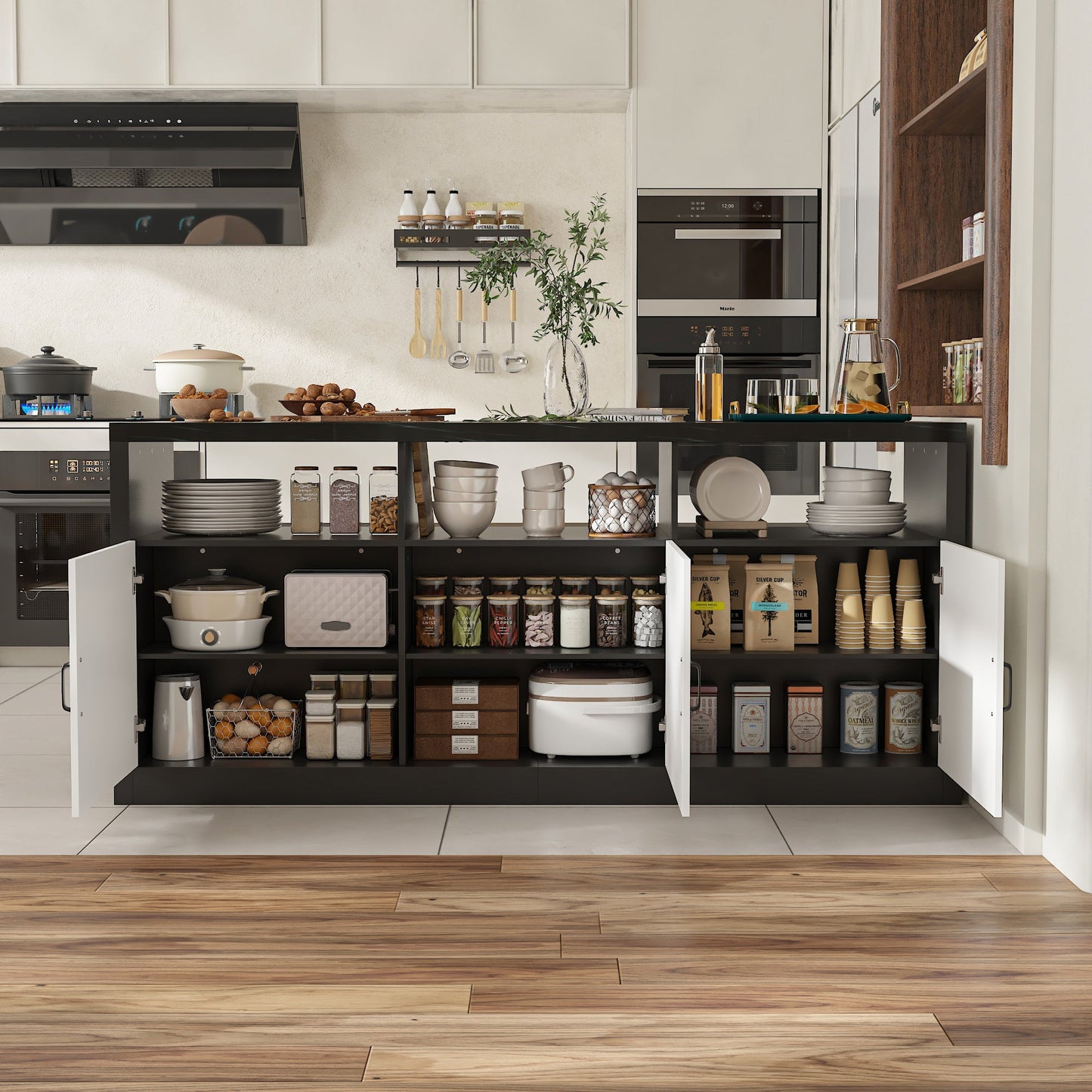 Îlot de cuisine double face de 78,7 cm de large