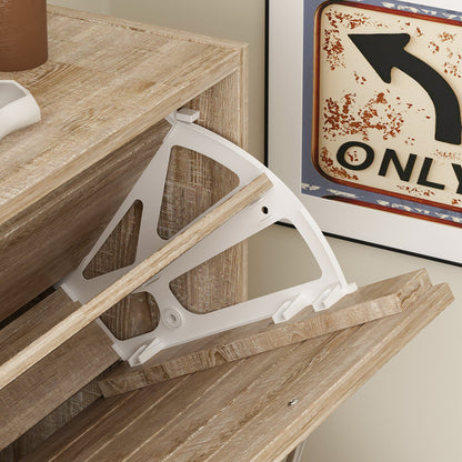 Meuble à chaussures de style campagnard avec 3 portes rabattables, organisateur de chaussures pour entrée/couloir