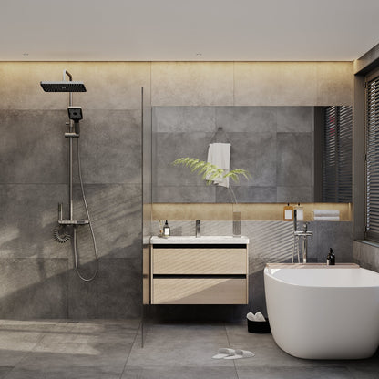 Système de douche complet avec écran LED, douchette à main, bec cascade et pistolet de douche