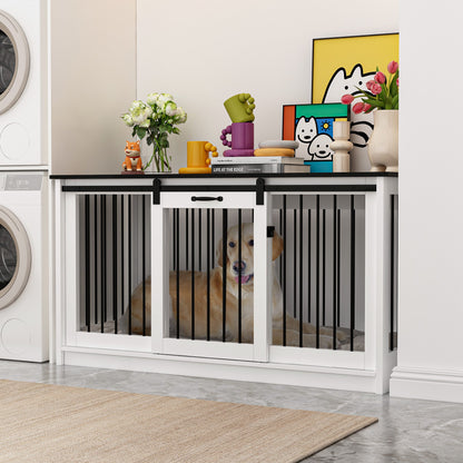 Cage pour chien à porte de grange avec verrou