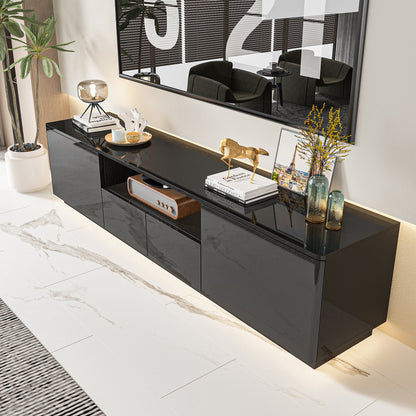 Meuble TV LED, console, centre multimédia, finition brillante