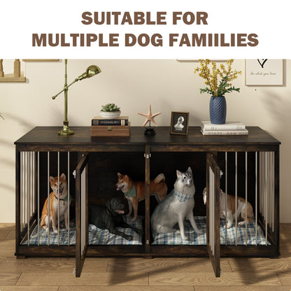 Cage pour animaux de compagnie à double porte de grande taille avec structure renforcée en acier