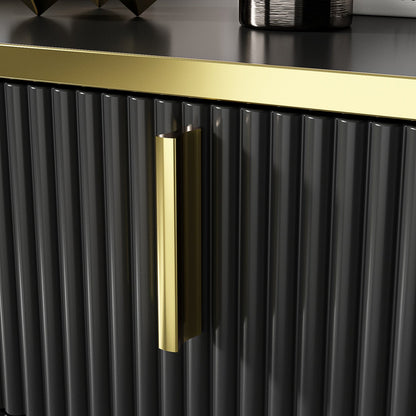 Buffet large noir avec tiroir et portes escamotables