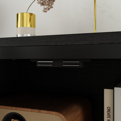 Buffet de 140 cm de large avec portes vitrées et éclairage LED