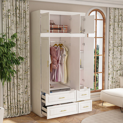 Armoire de rangement pour vêtements avec poignées en métal pour petits espaces