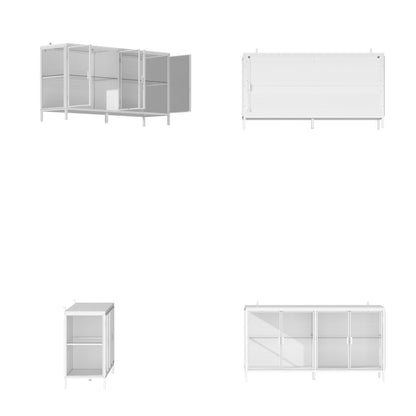 Buffet de 140 cm de large avec portes vitrées et éclairage LED