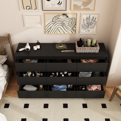 Buffet large à trois tiroirs avec rangement et 9 tiroirs