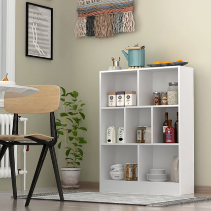 Meuble d'entrée, bibliothèque large pour enfants avec plusieurs compartiments et étagère à 3 niveaux 