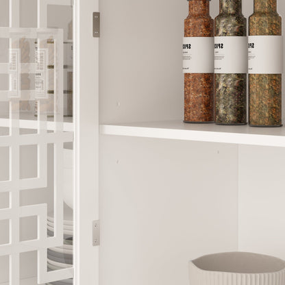 Buffet de cuisine avec portes vitrées, 3 tiroirs et 6 compartiments de rangement