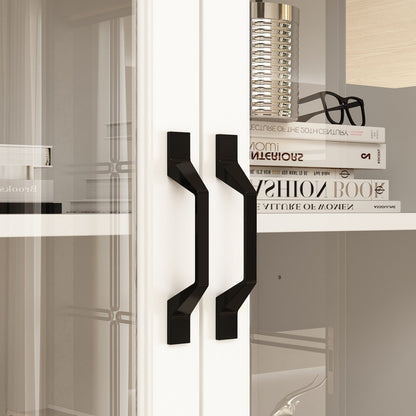 Grande vitrine d'angle avec étagère de rangement et bibliothèque combinées