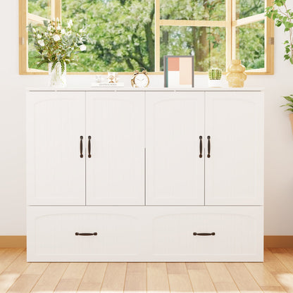 Lit escamotable pliable avec tables de chevet et finition blanche