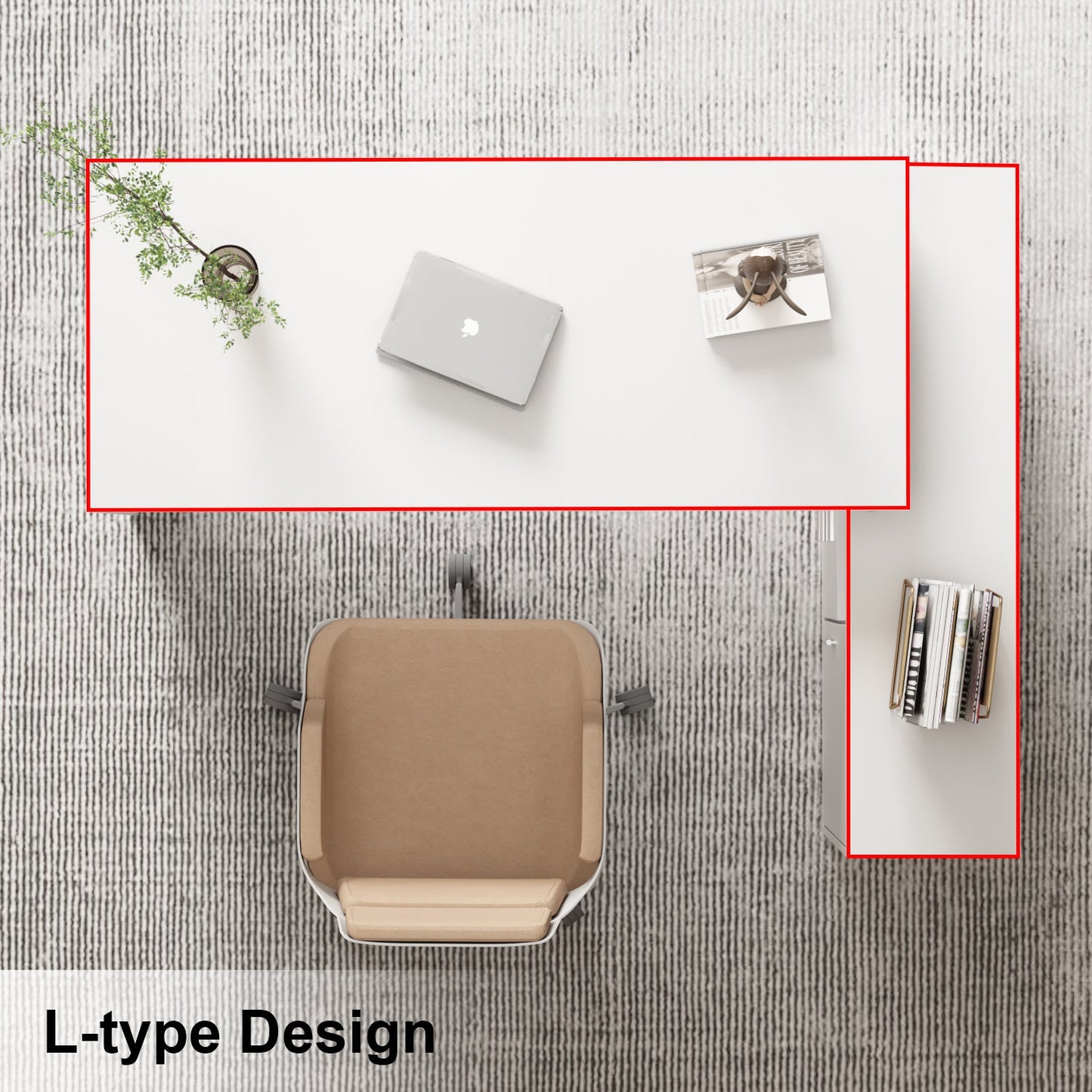 Bureau d'ordinateur en forme de L avec tiroirs et étagères, idéal pour écrire et jouer à domicile.