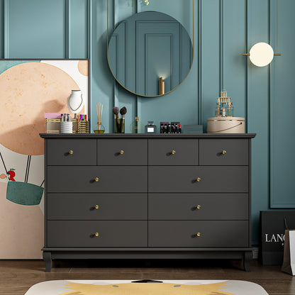 Commode double avec tiroirs et portes à poignées argentées