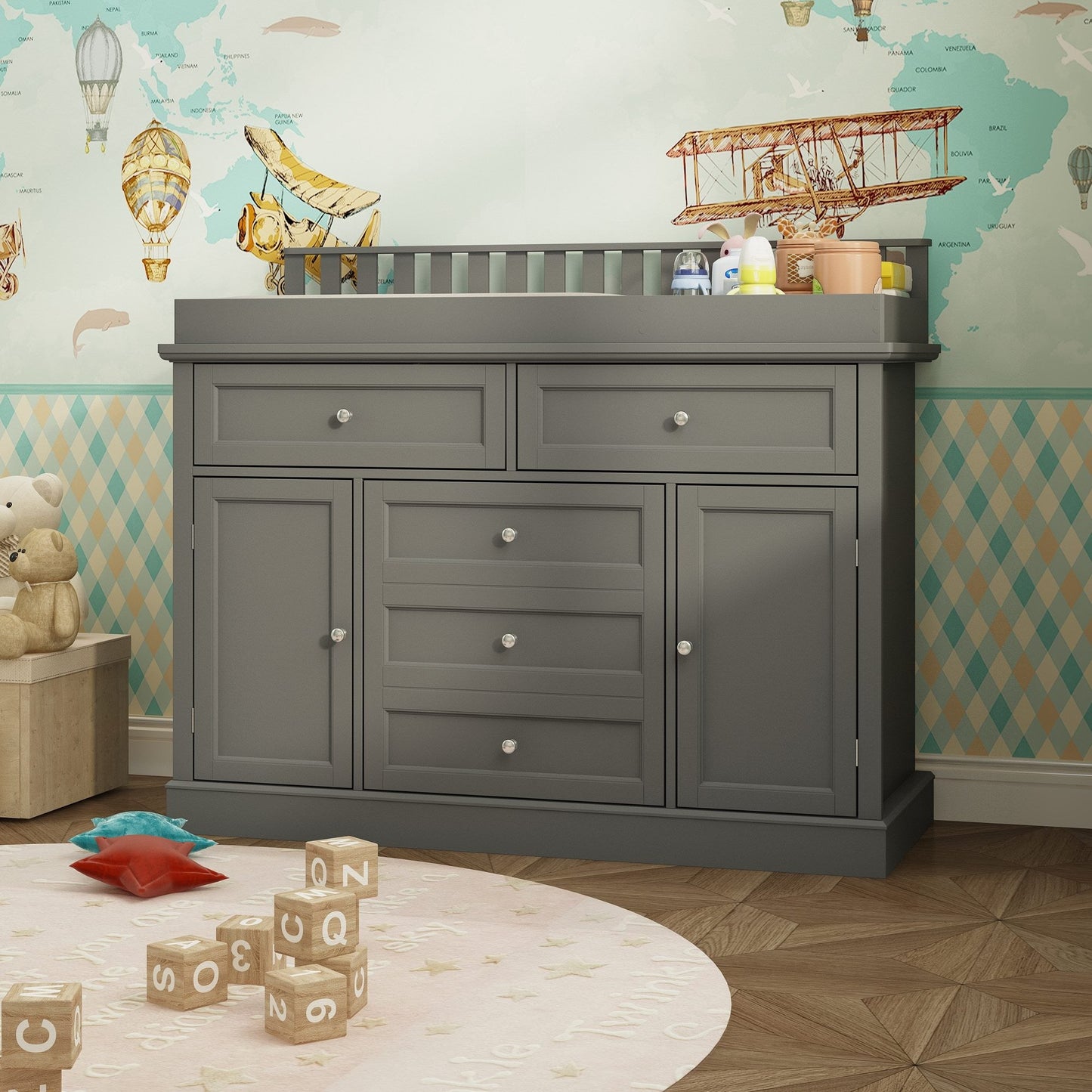 Table à langer à 3 tiroirs avec 2 placards