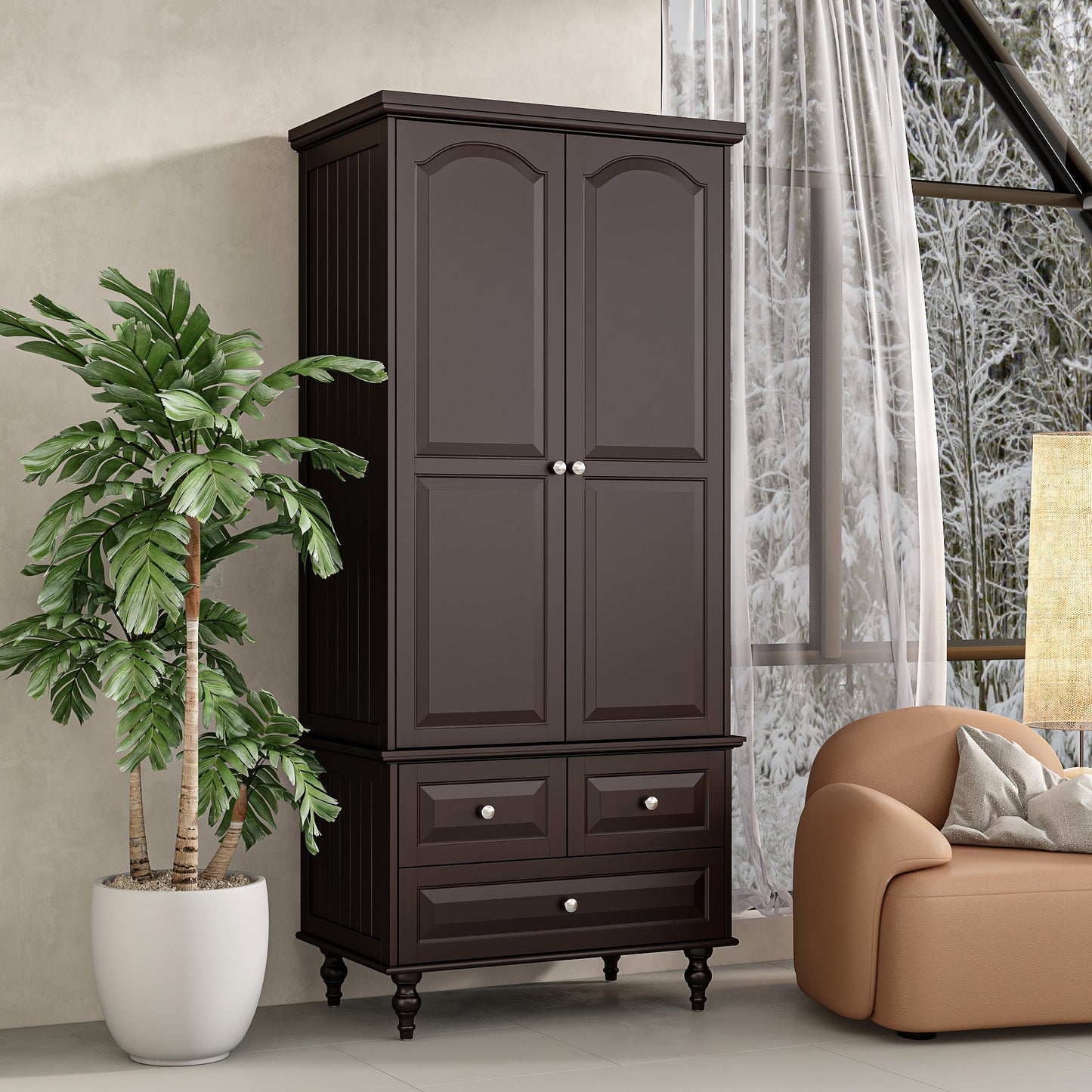 Armoire de rangement blanche pour chambre à coucher avec 3 tiroirs