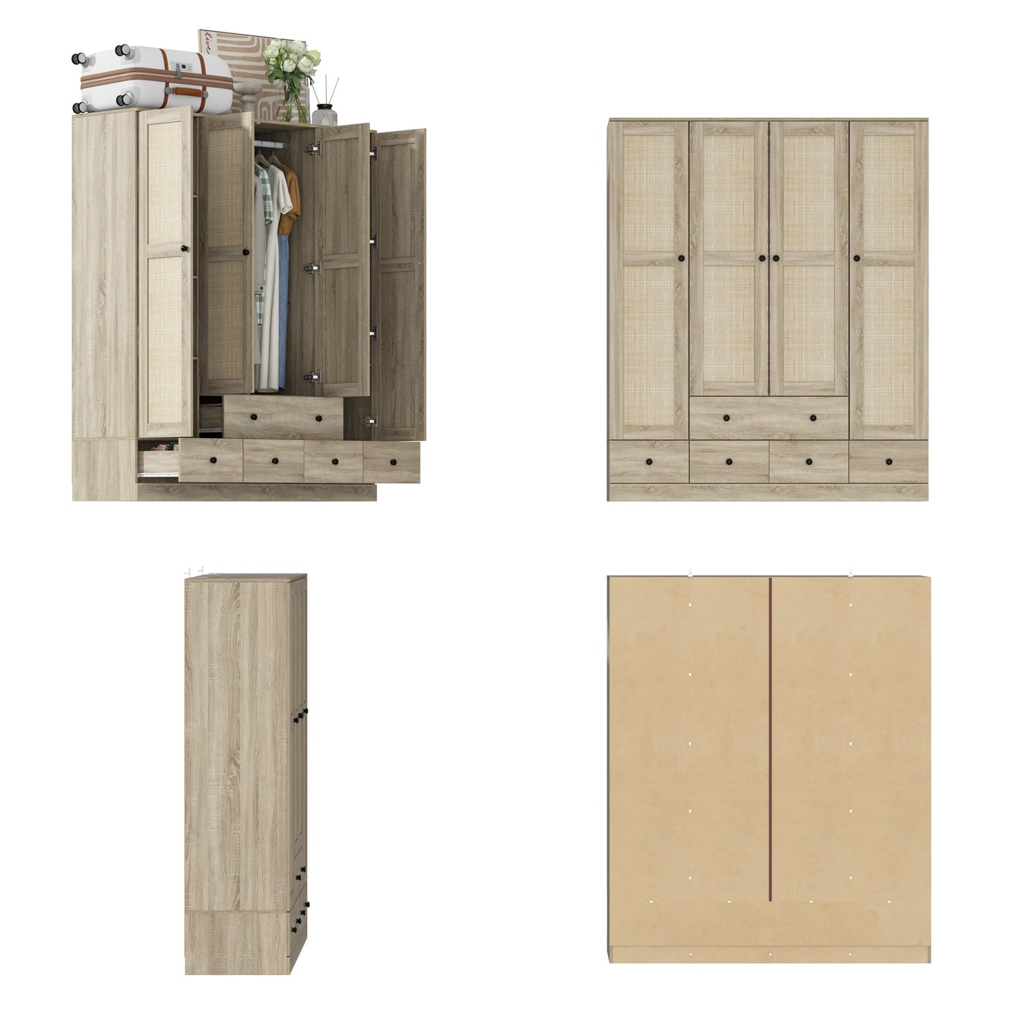 Armoire de style rustique avec 4 portes tressées en vigne