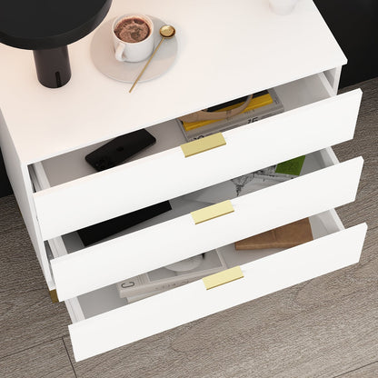 Commode verticale à 3 tiroirs avec pieds en métal pour chambre à coucher