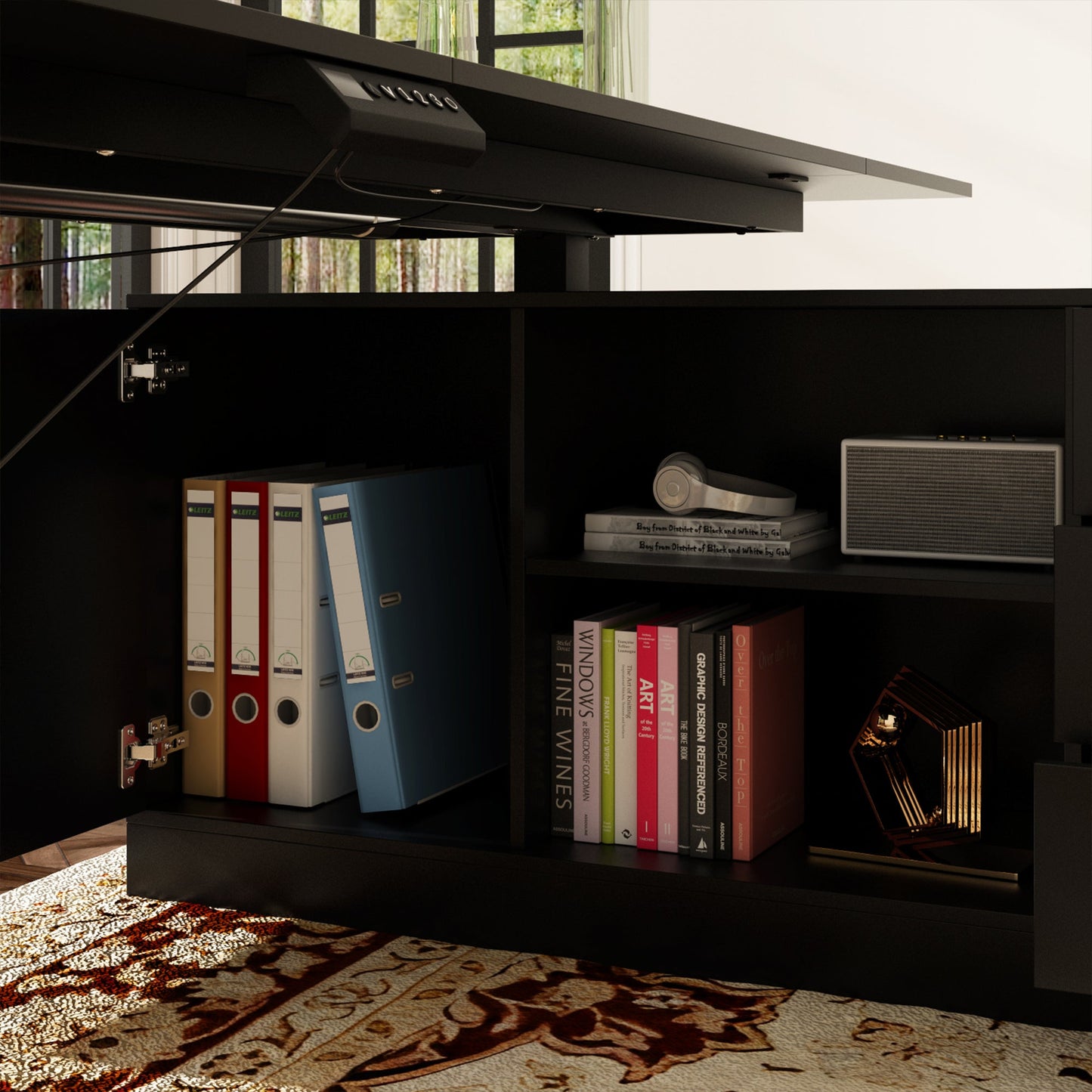 Bureau assis-debout extra-large avec vérin électrique - Plateau de 63 x 31,5 cm