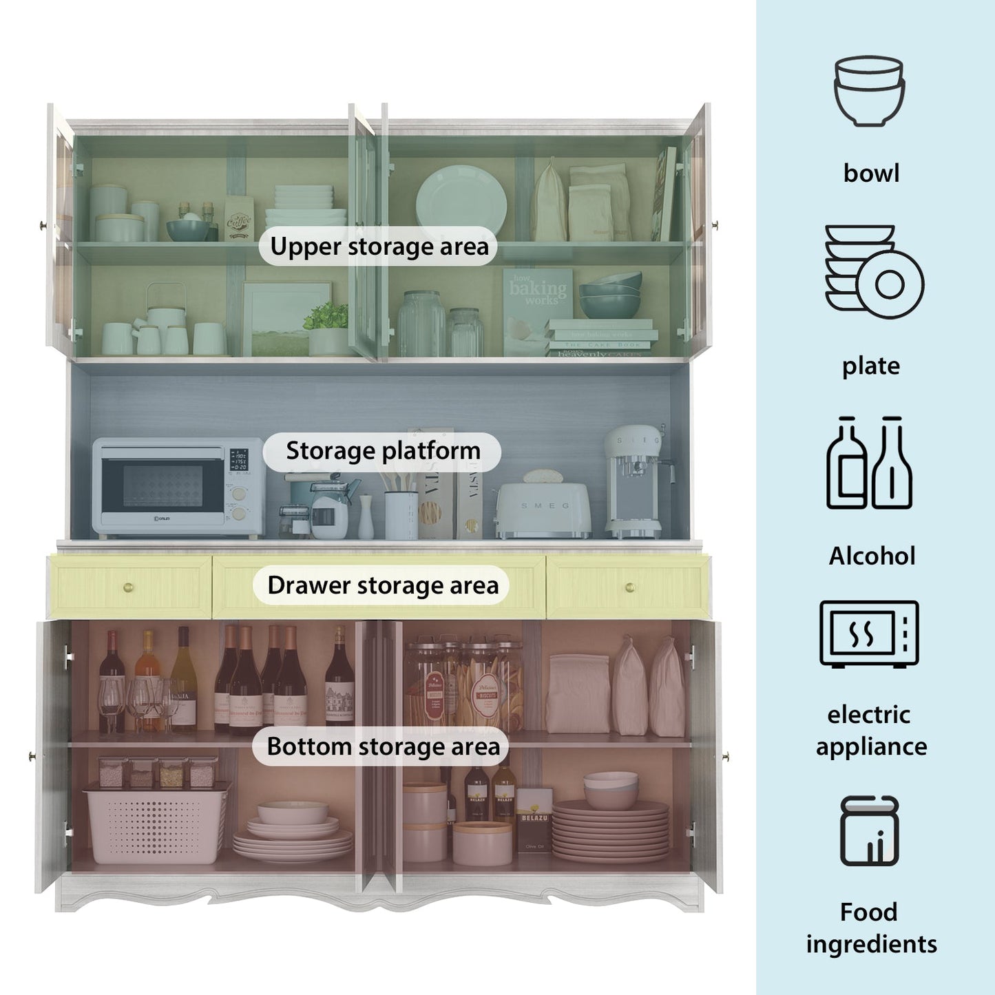 Buffet de rangement avec tiroirs pour cuisine ou salon