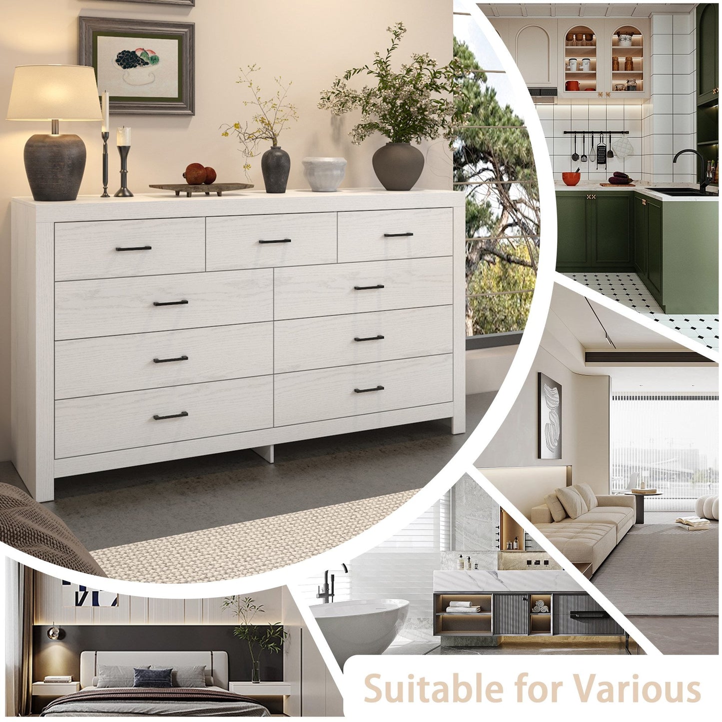 Commode à 9 tiroirs de style rustique