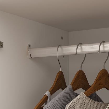 Armoire-penderie blanche élégante de 63 pouces de large avec miroir, 4 portes et 6 tiroirs