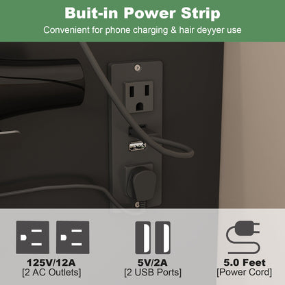 Coiffeuse avec miroir lumineux et prise électrique 