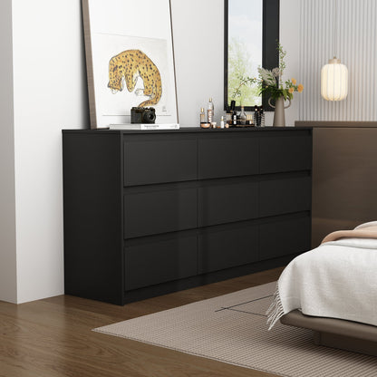 Buffet large à trois tiroirs avec rangement et 9 tiroirs