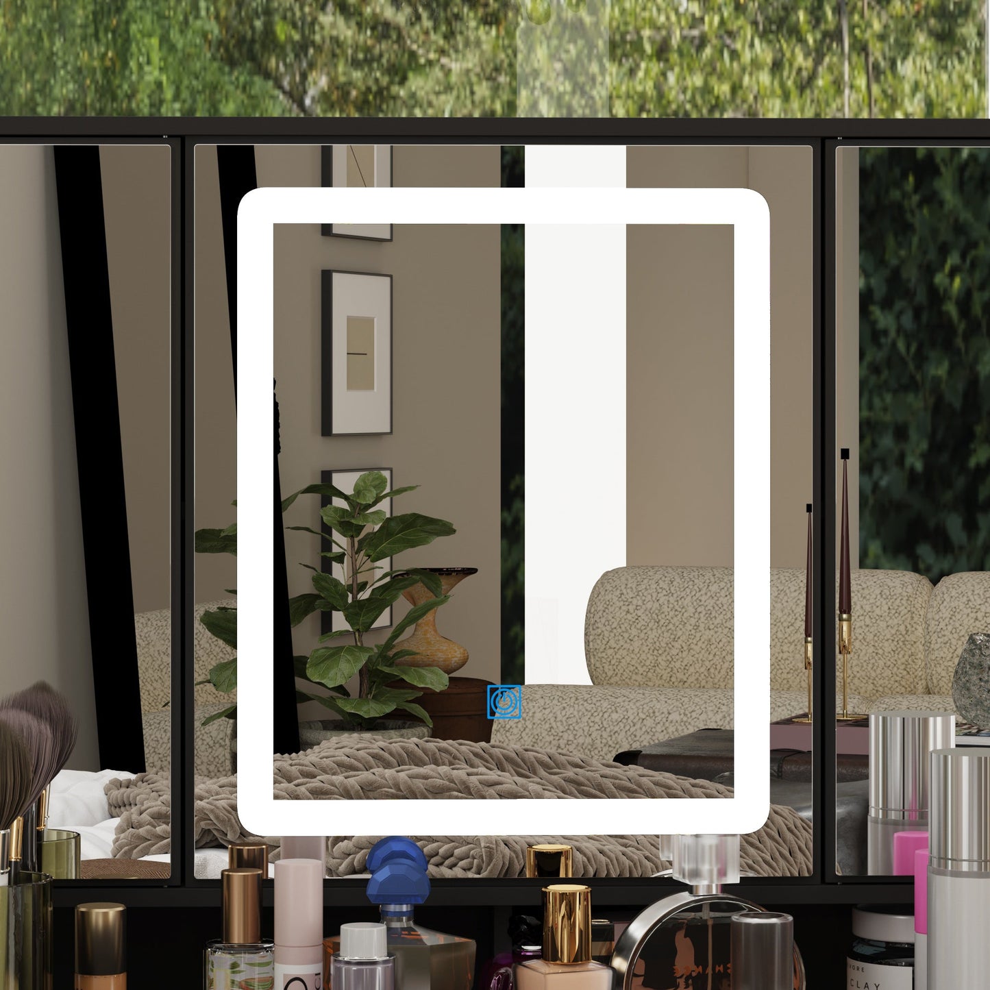 Coiffeuse avec miroir et lampe