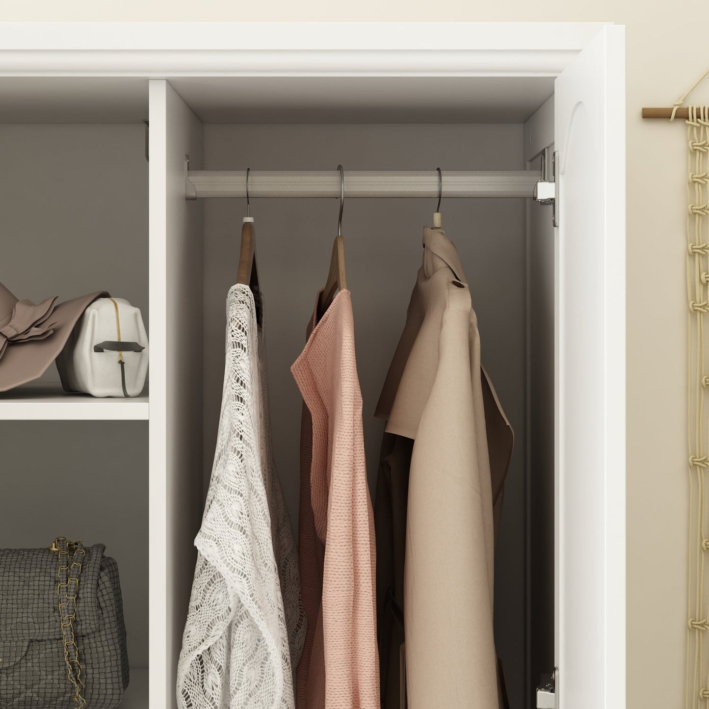 Armoire de rangement blanche pour chambre à coucher avec 3 tiroirs