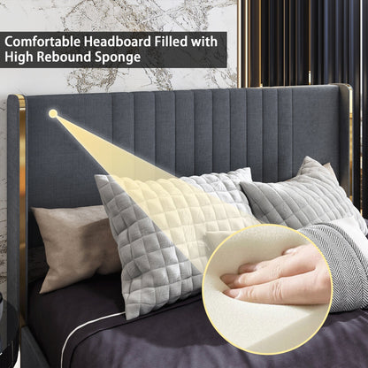 Lit élégant avec cadre durable et tête de lit confortable