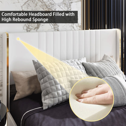 Lit élégant avec cadre durable et tête de lit confortable