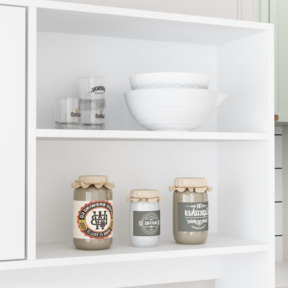 Grand placard de rangement de cuisine 63W avec étagère supérieure, 4 portes, 4 tiroirs et étagère pour micro-ondes 